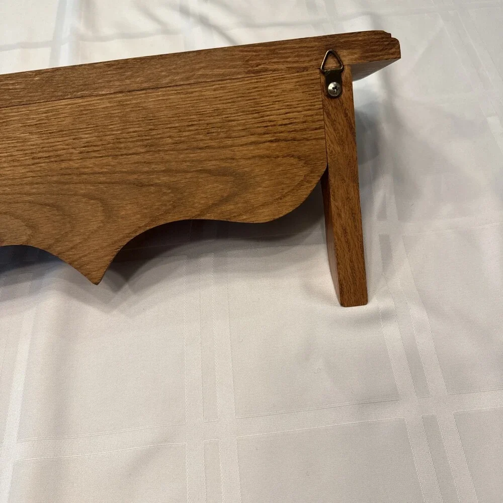 Vintage Solid Oak Hanging Wall Shelf Carved Floral Scroll Appliqué 16” Farmhouse